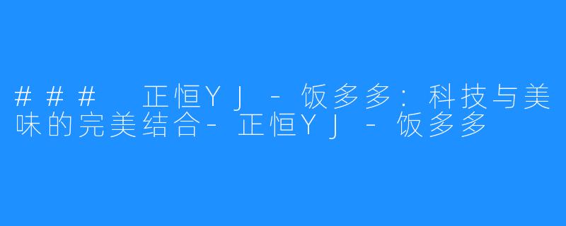 ### 正恒YJ-饭多多：科技与美味的完美结合-正恒YJ-饭多多