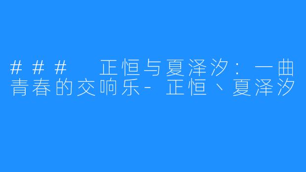 ### 正恒与夏泽汐：一曲青春的交响乐-正恒丶夏泽汐