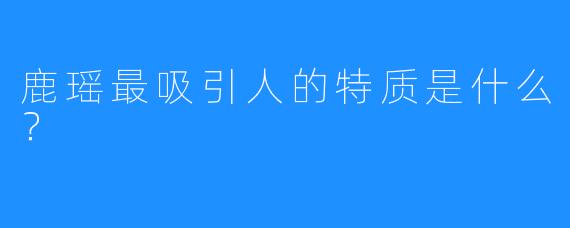 鹿瑶最吸引人的特质是什么？